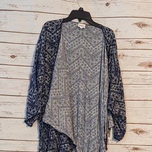 NWT LulaRoe Shirley Cardigan Blue Print - Size L